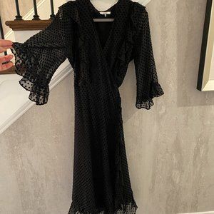 Ganni Black Polka Dot Wrap Dress